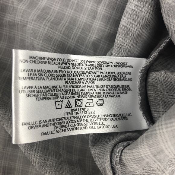 Orvis Men's Short Sleeve Button Up Shirt Medium Gray Plaid Chest Pockets NEW - Picture 10 of 13